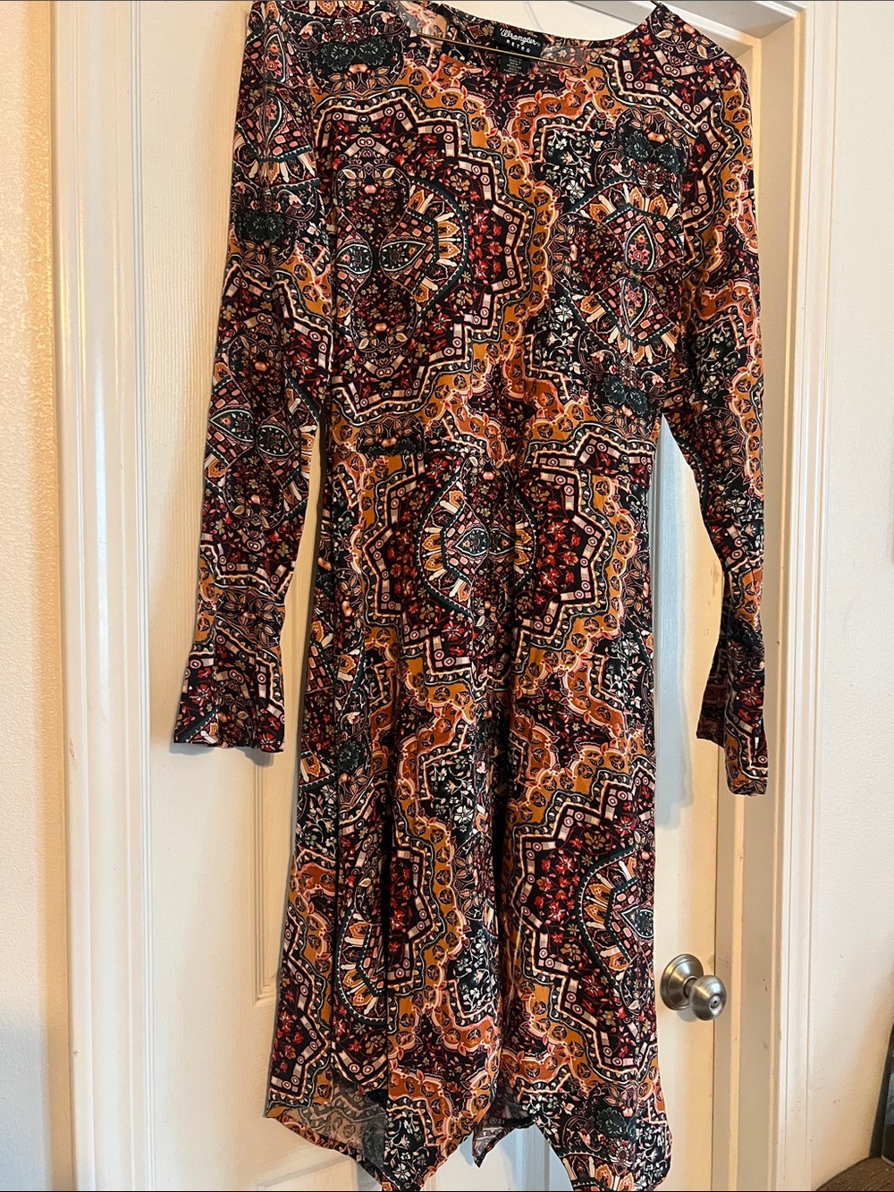 Wrangler Retro Long-Sleeve Medallion Print Fit-and-Flare Dress